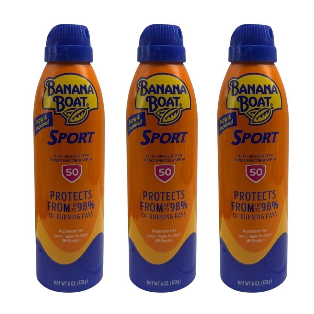 Banana Boat Sport‎ Ultra Sunscreen Spray SPF 50+ 6 oz Lot of 3 Exp 10/27